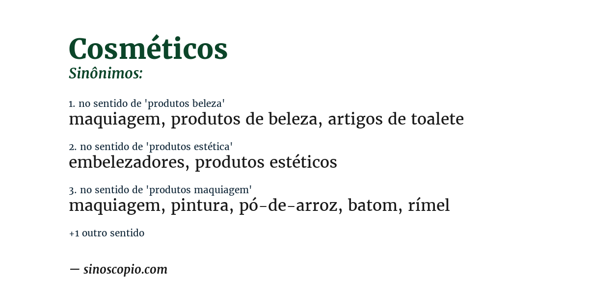 Sinônimo de cosméticos