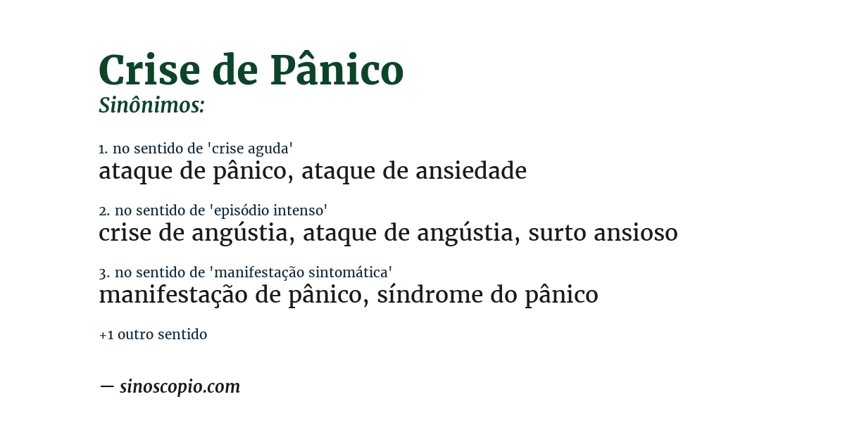 Sinônimo de crise de pânico