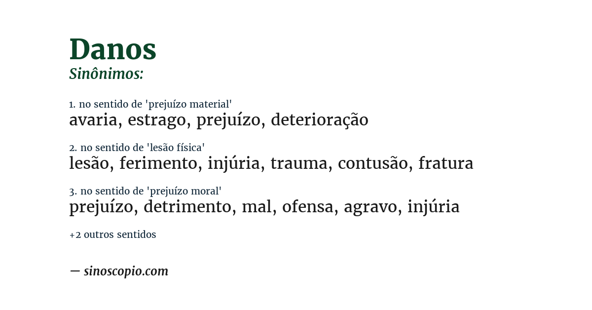 Sinônimo de danos