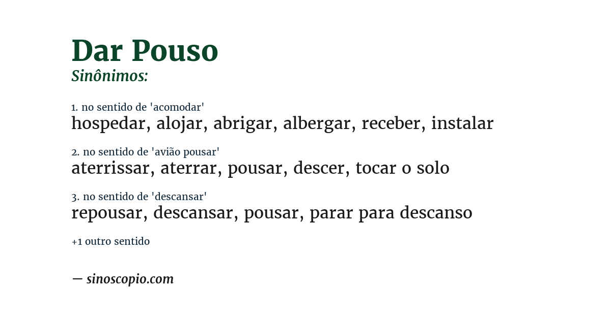 Sinônimo de dar pouso