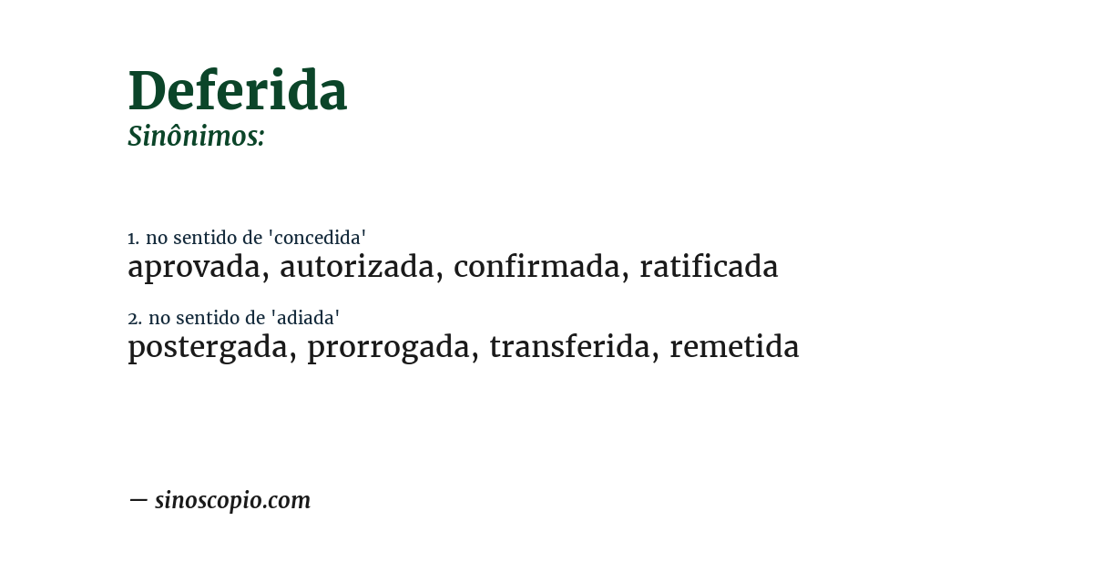 Sinônimo de deferida