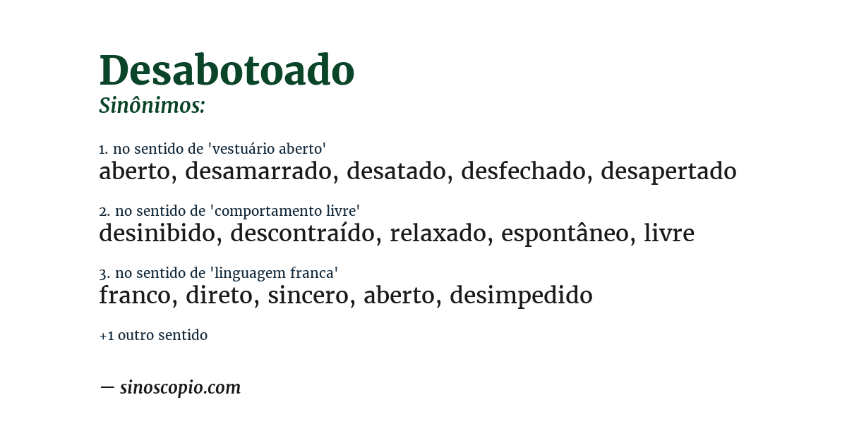 Sinônimo de desabotoado