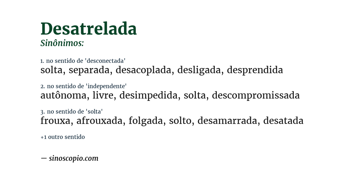 Sinônimo de desatrelada