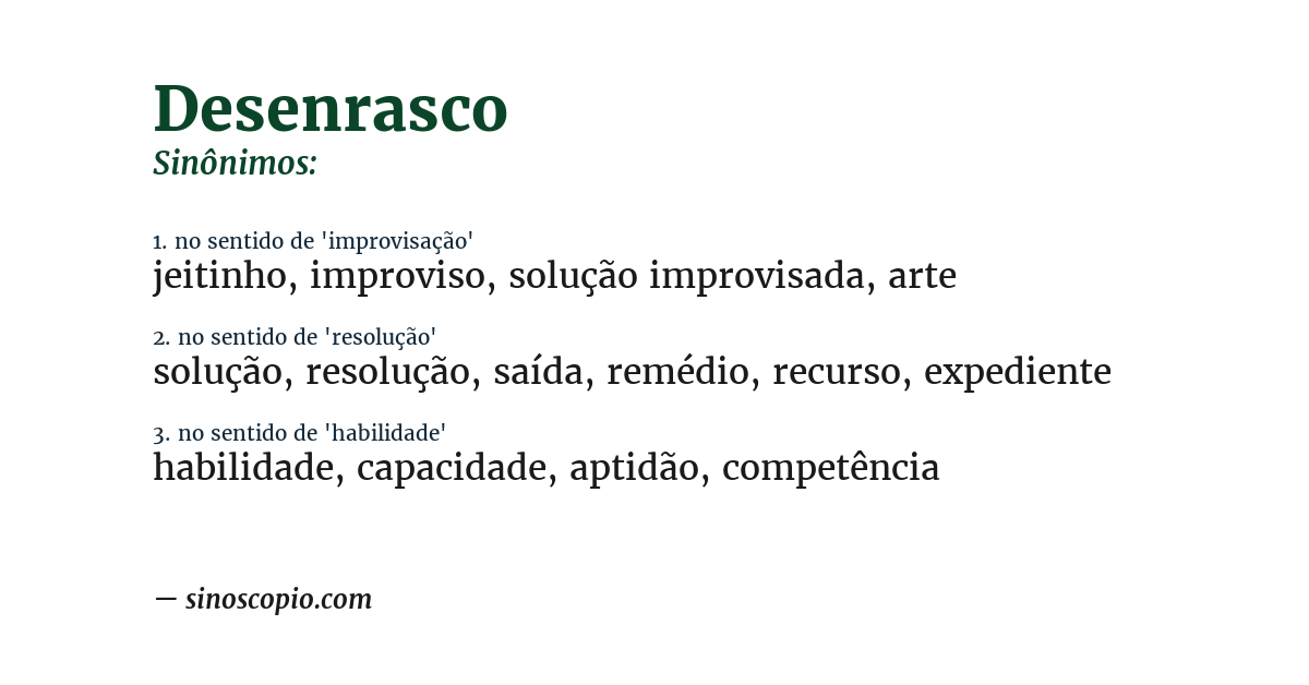 Sinônimo de desenrasco