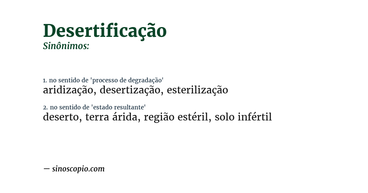 Sinônimo de desertificação