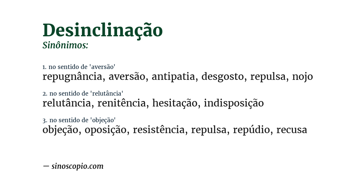 Sinônimo de desinclinação