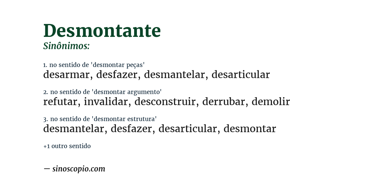 Sinônimo de desmontante