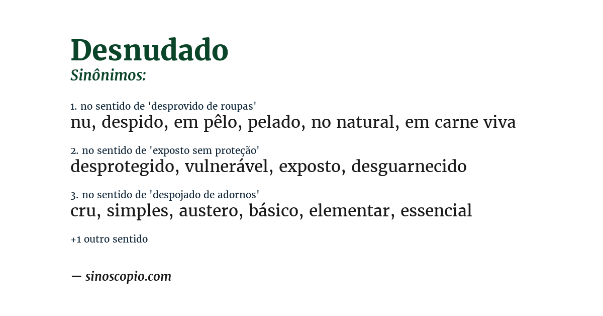 Sinônimo de desnudado