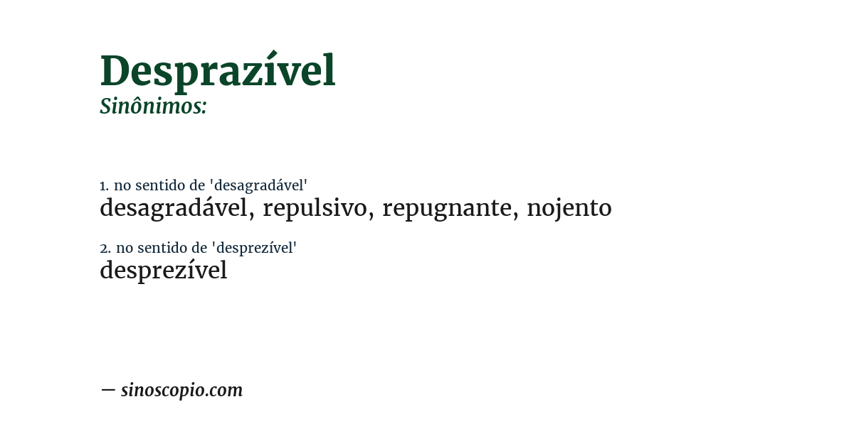 Sinônimo de desprazível