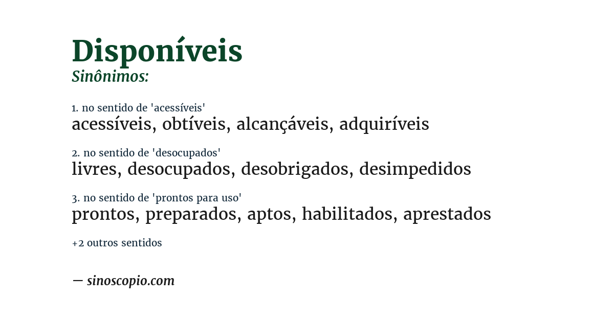 Sinônimo de disponíveis