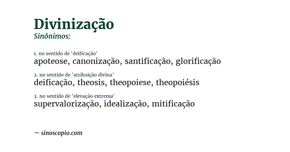 Sinônimo de divinização