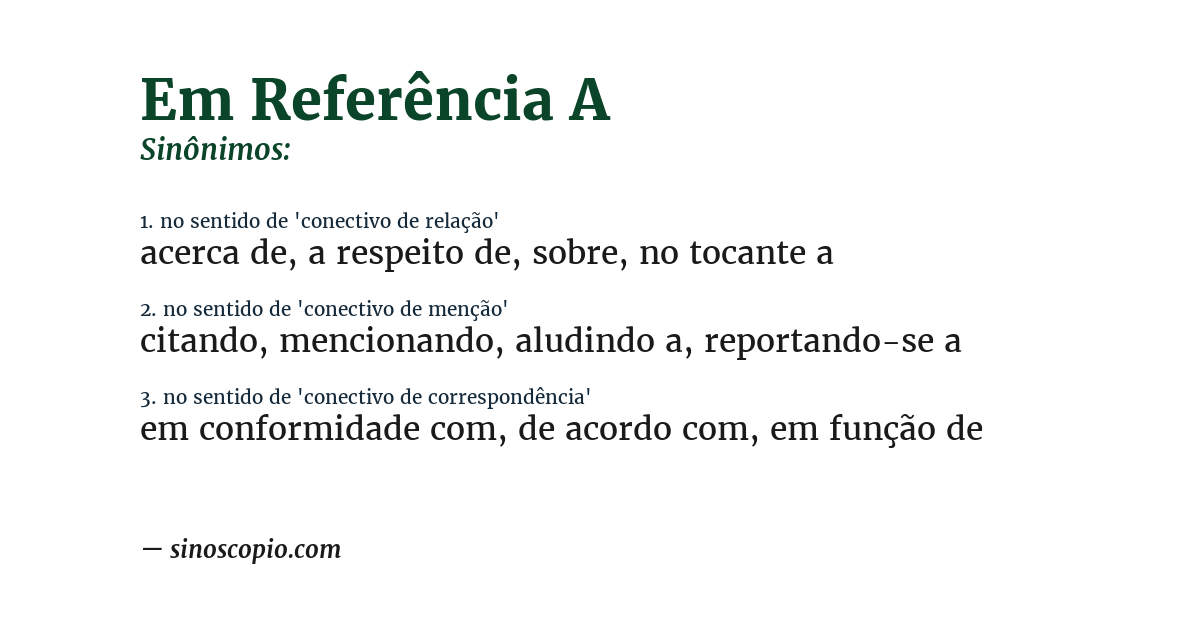 Sinônimo de em referência a