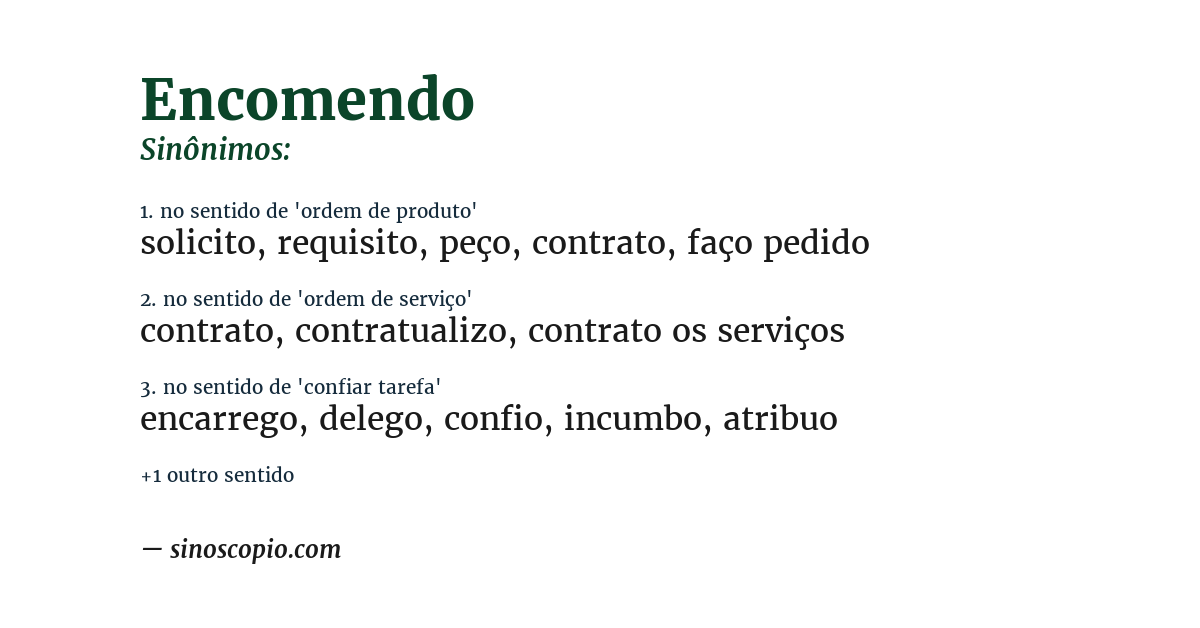 Sinônimo de encomendo