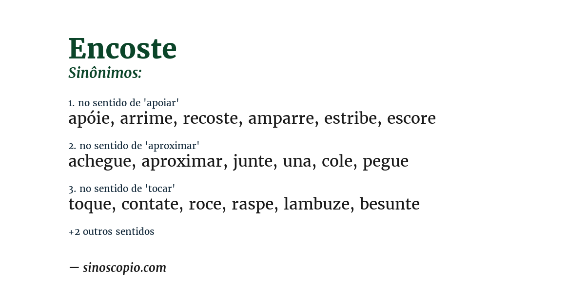 Sinônimo de encoste