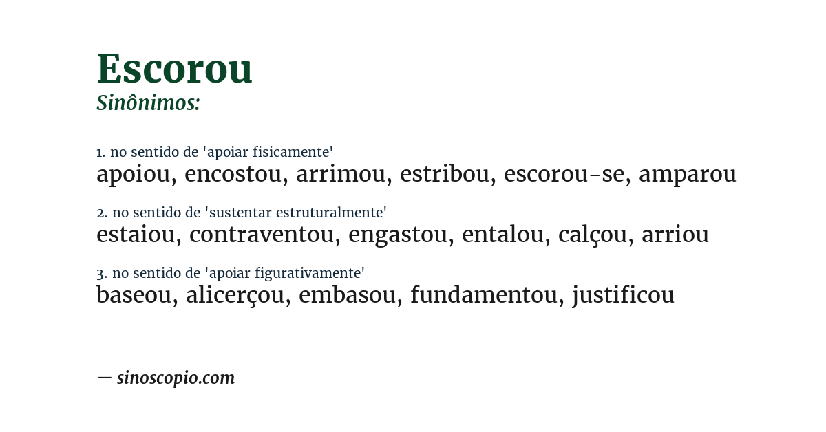 Sinônimo de escorou