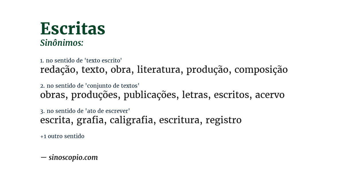 Sinônimo de escritas