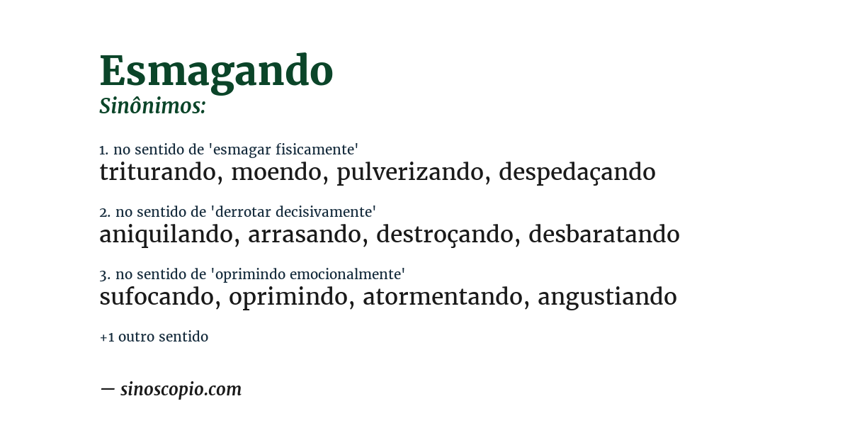 Sinônimo de esmagando