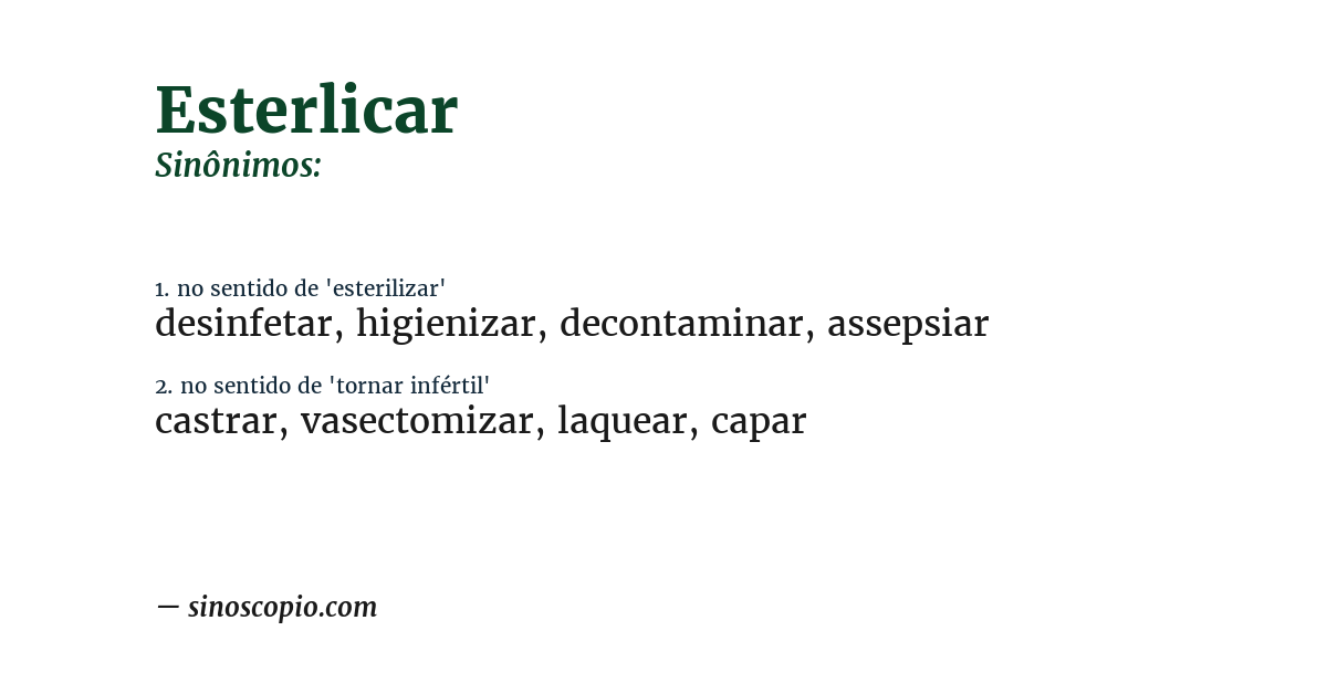 Sinônimo de esterlicar