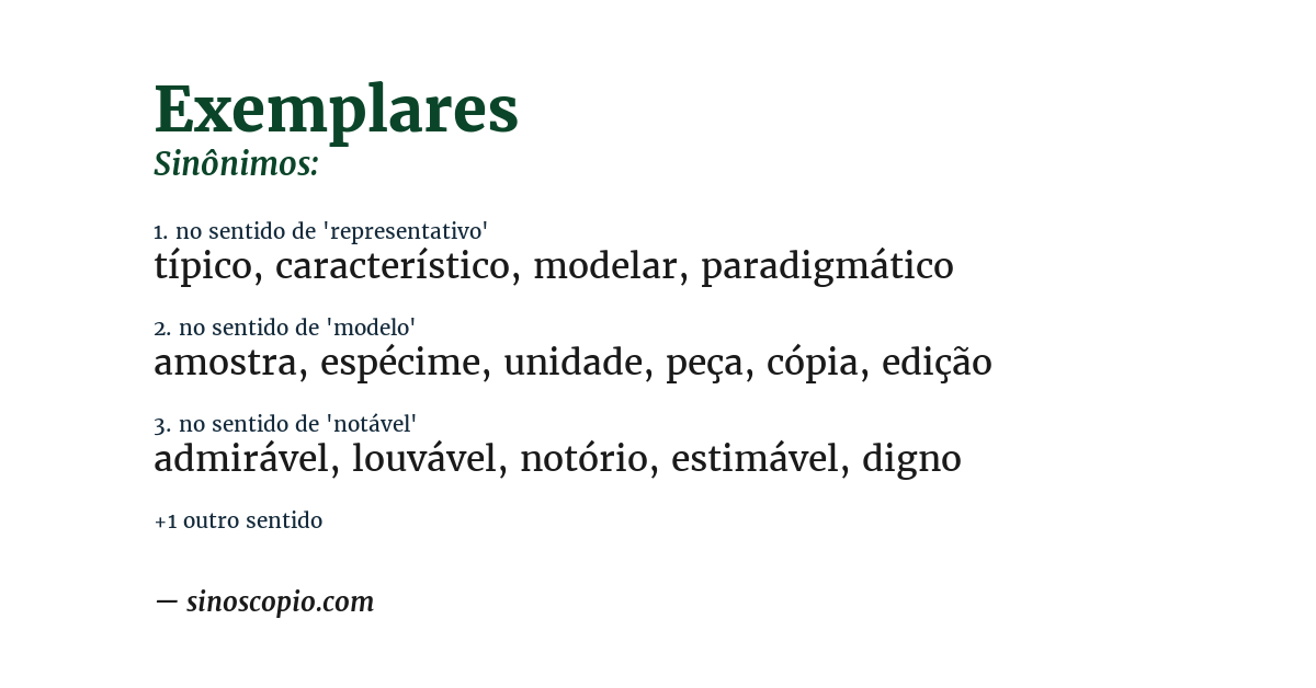 Sinônimo de exemplares