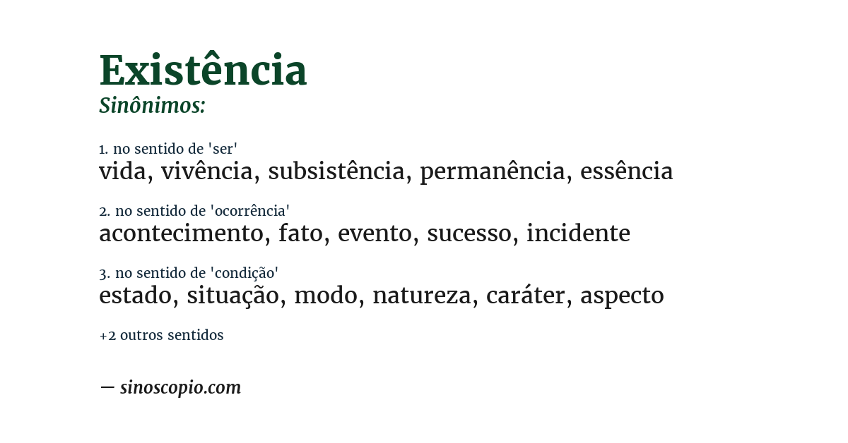 Sinônimo de existência