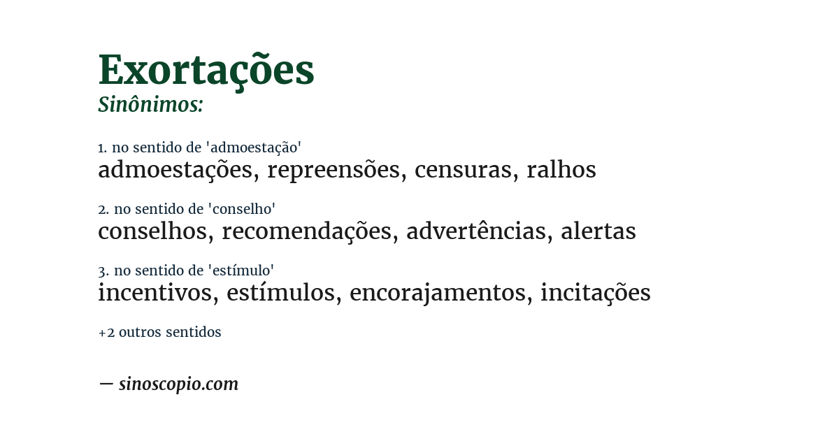 Sinônimo de exortações