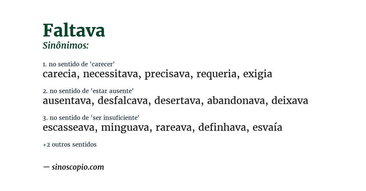 Sinônimo de faltava