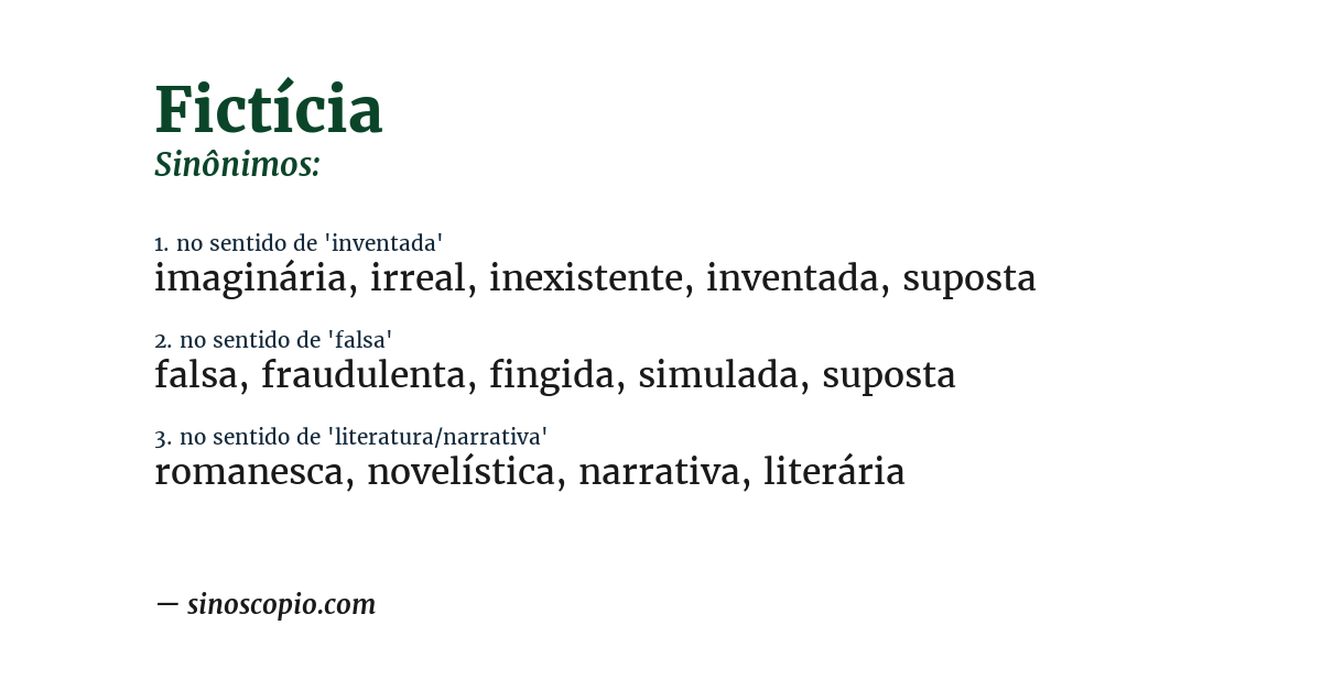 Sinônimo de fictícia