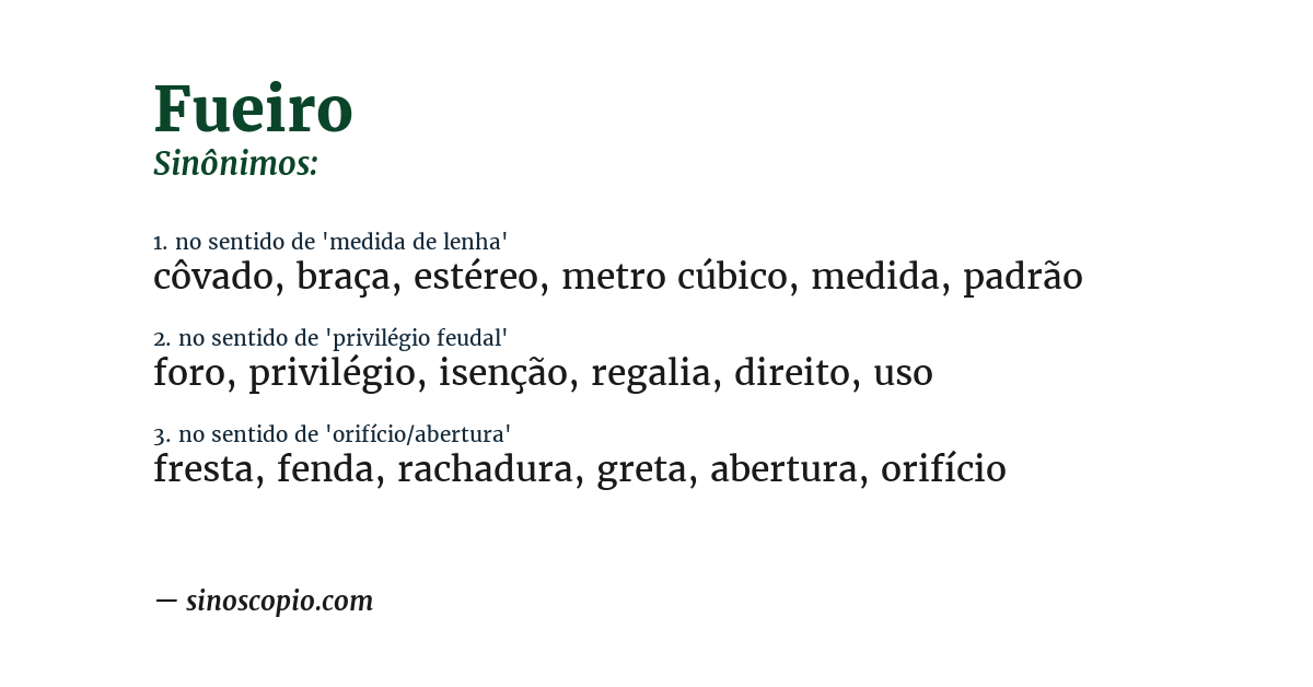 Sinônimo de fueiro