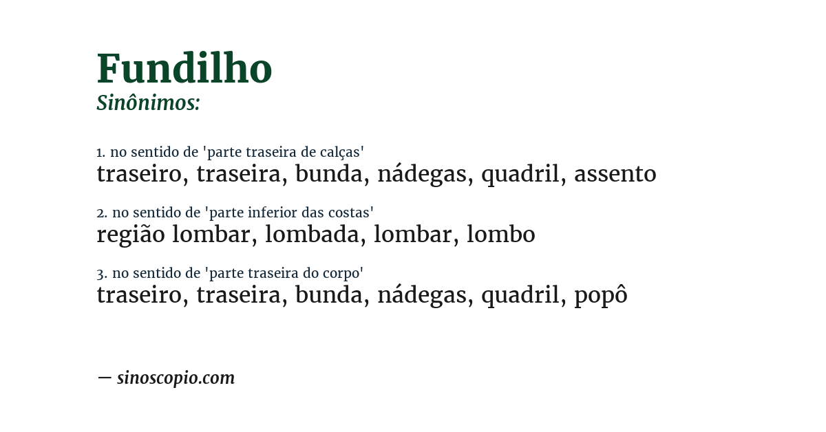 Sinônimo de fundilho