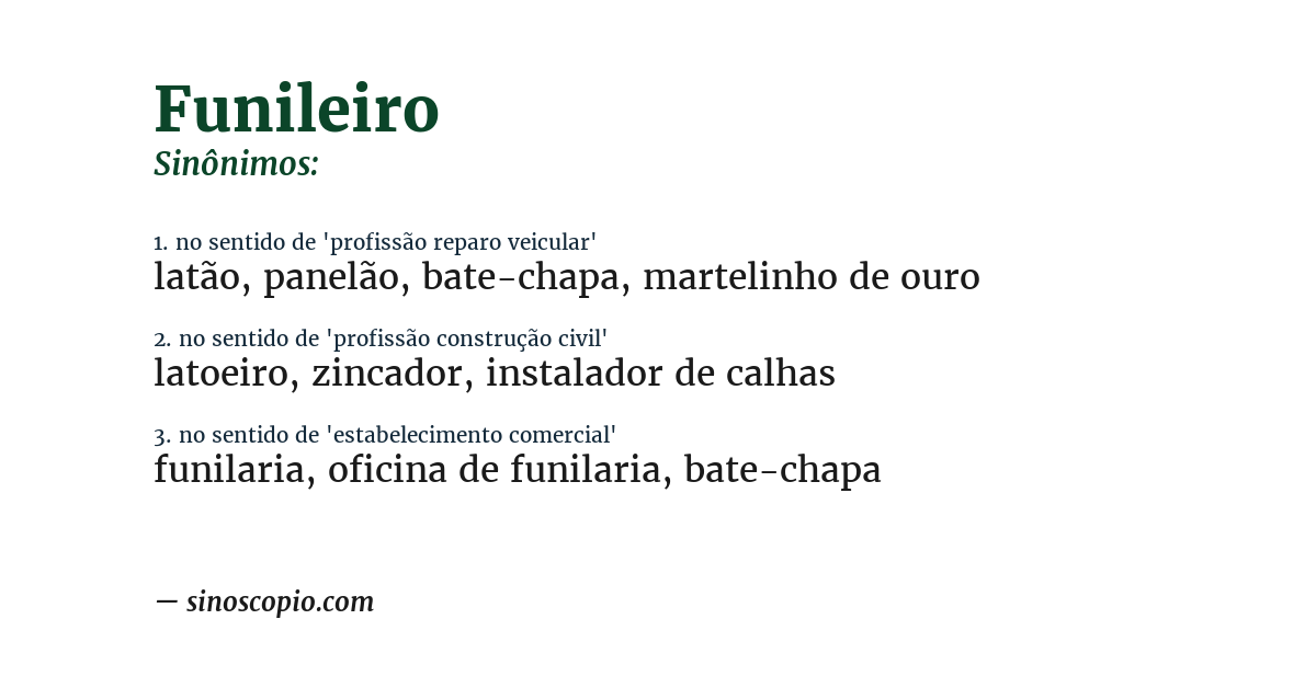 Sinônimo de funileiro