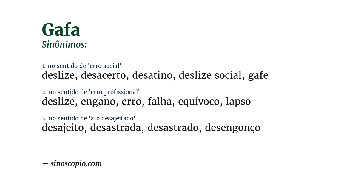 Sinônimo de gafa