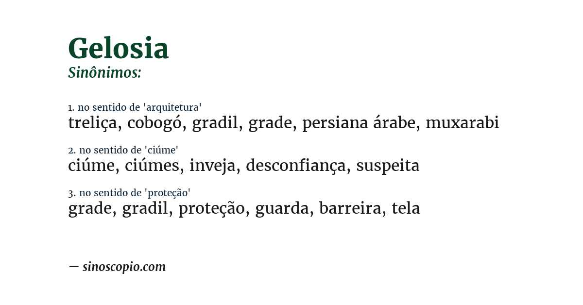 Sinônimo de gelosia