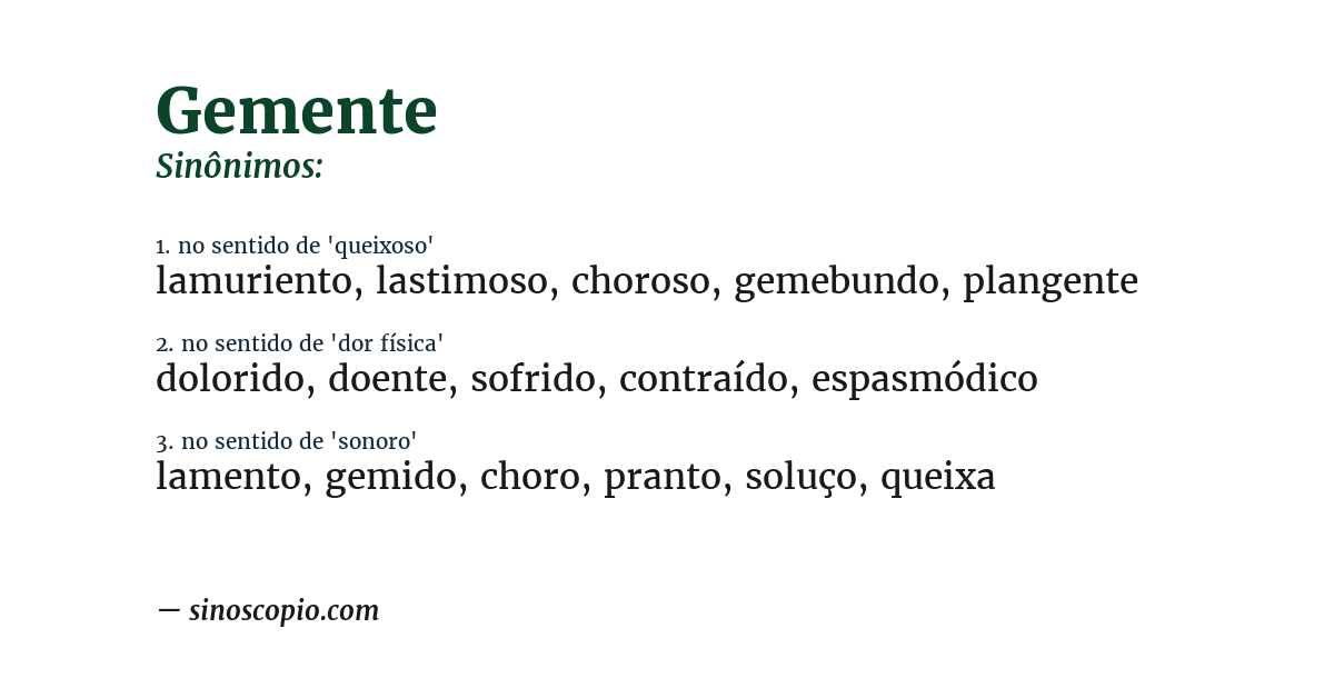 Sinônimo de gemente