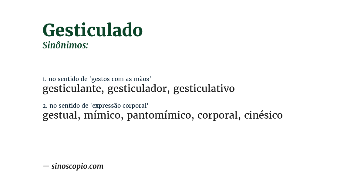 Sinônimo de gesticulado