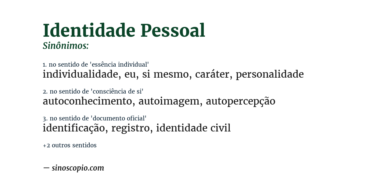 Sinônimo de identidade pessoal