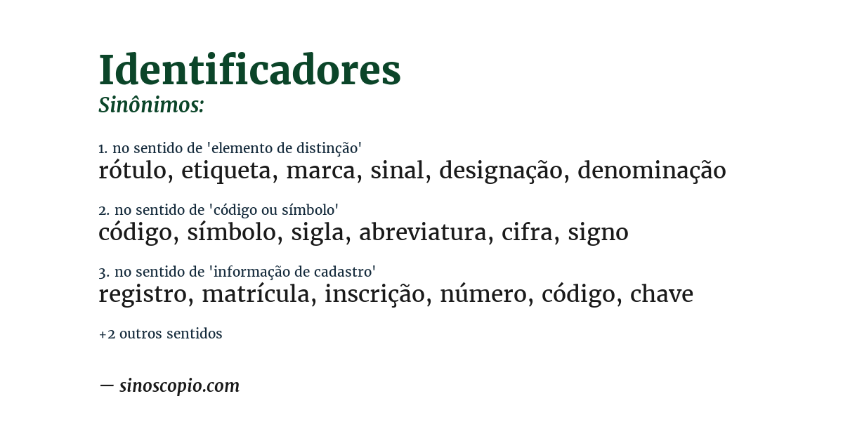 Sinônimo de identificadores