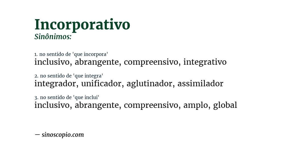 Sinônimo de incorporativo