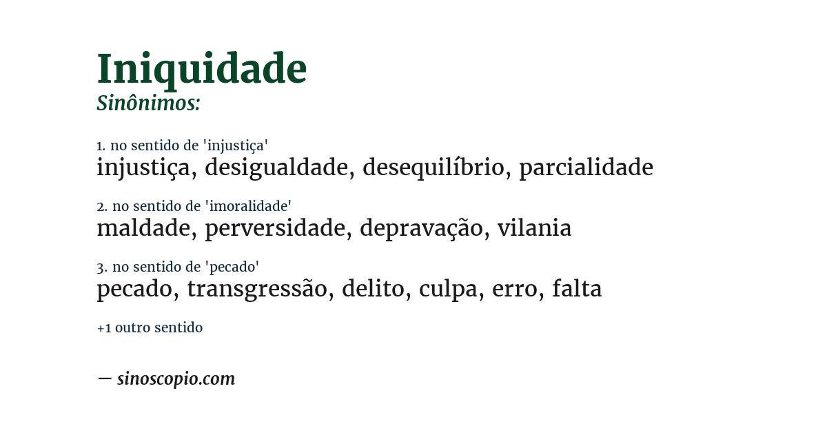 Sinônimo de iniquidade