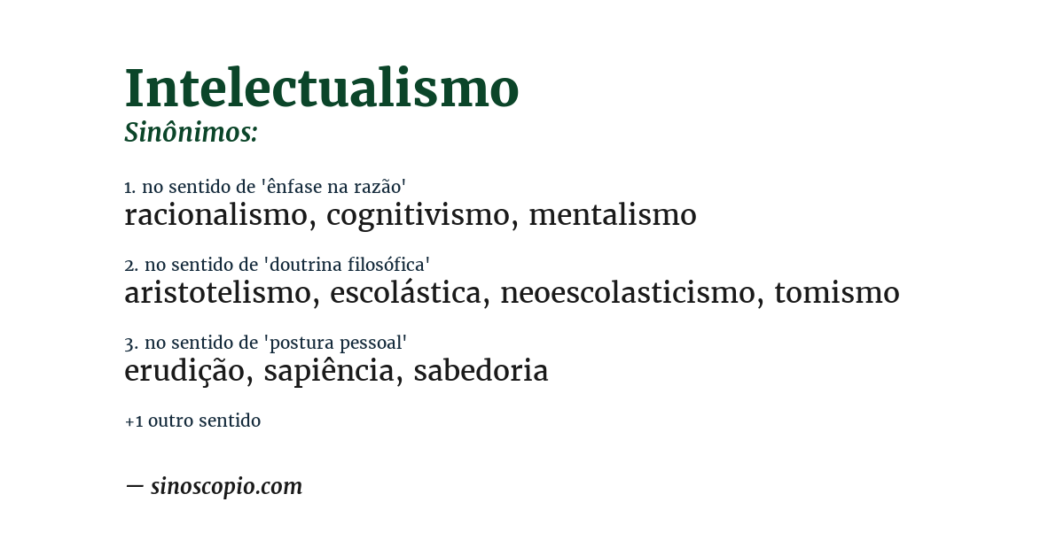 Sinônimo de intelectualismo