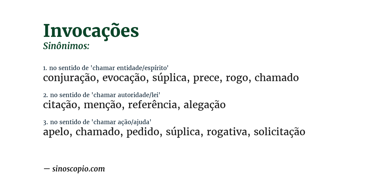 Sinônimo de invocações