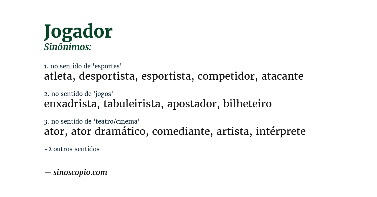 Sinônimo de jogador
