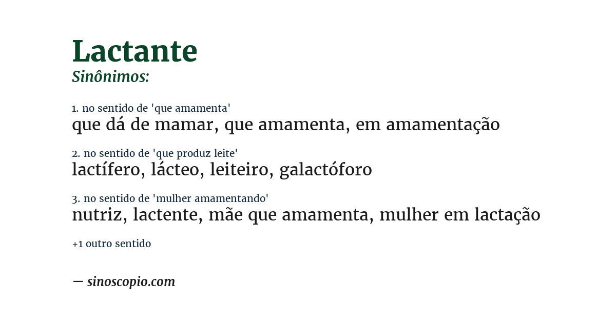 Sinônimo de lactante