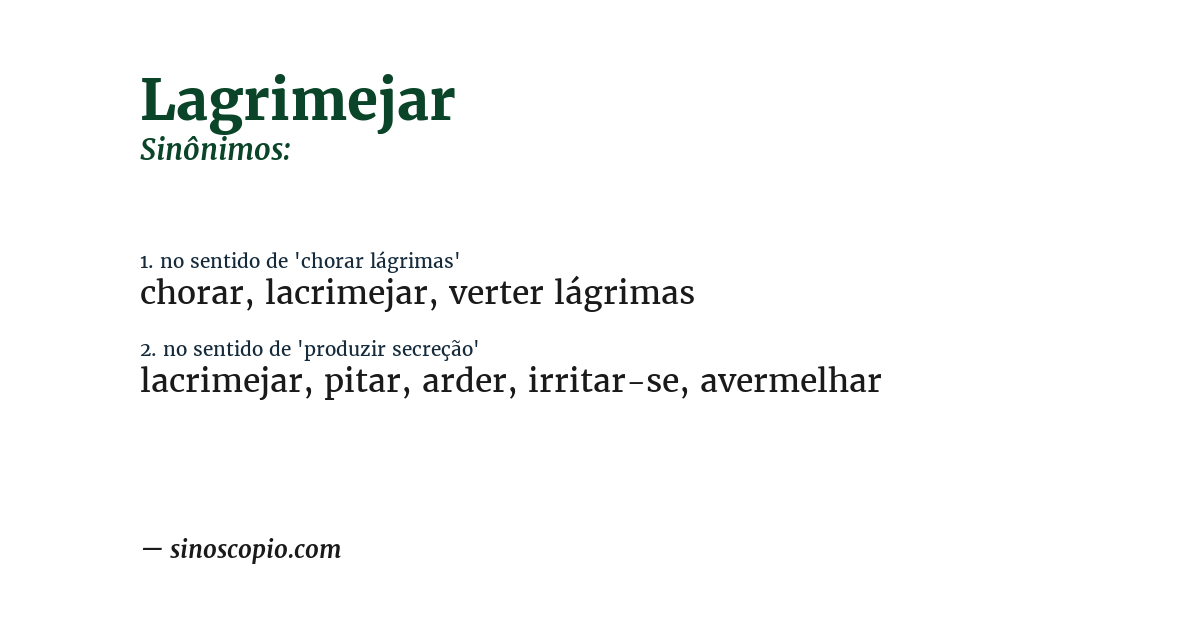 Sinônimo de lagrimejar