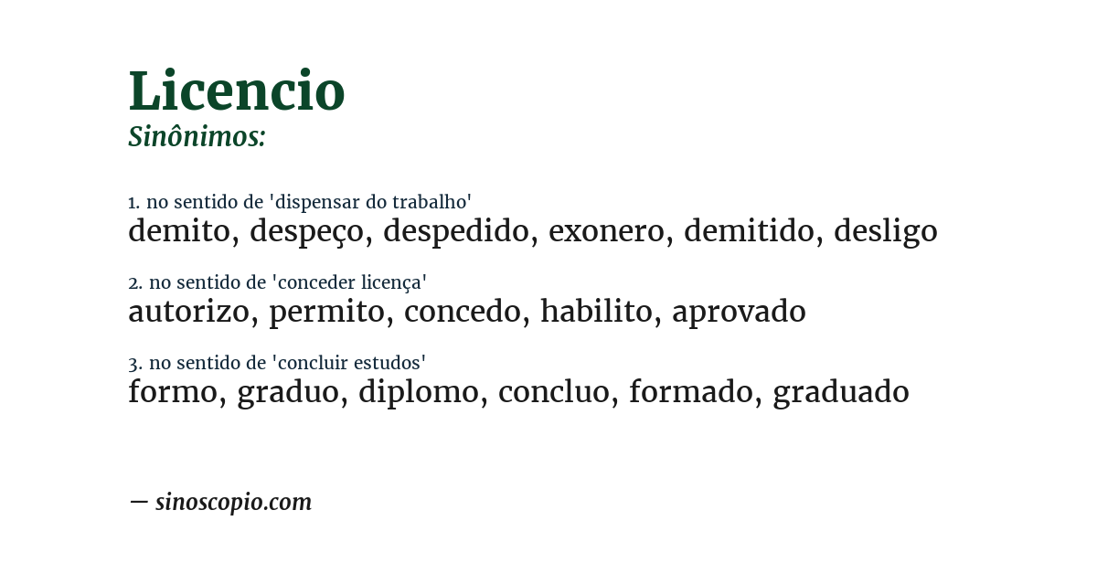 Sinônimo de licencio