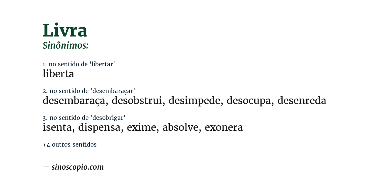 Sinônimo de livra