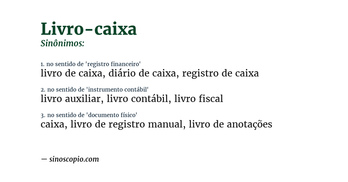 Sinônimo de livro-caixa