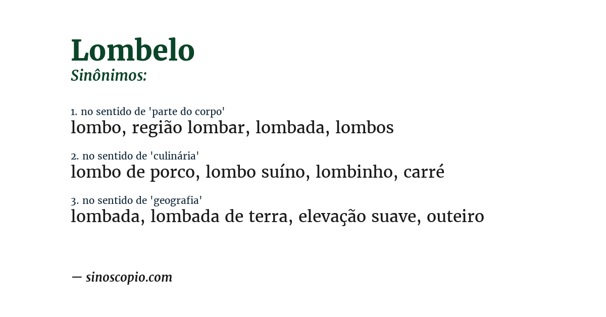 Sinônimo de lombelo