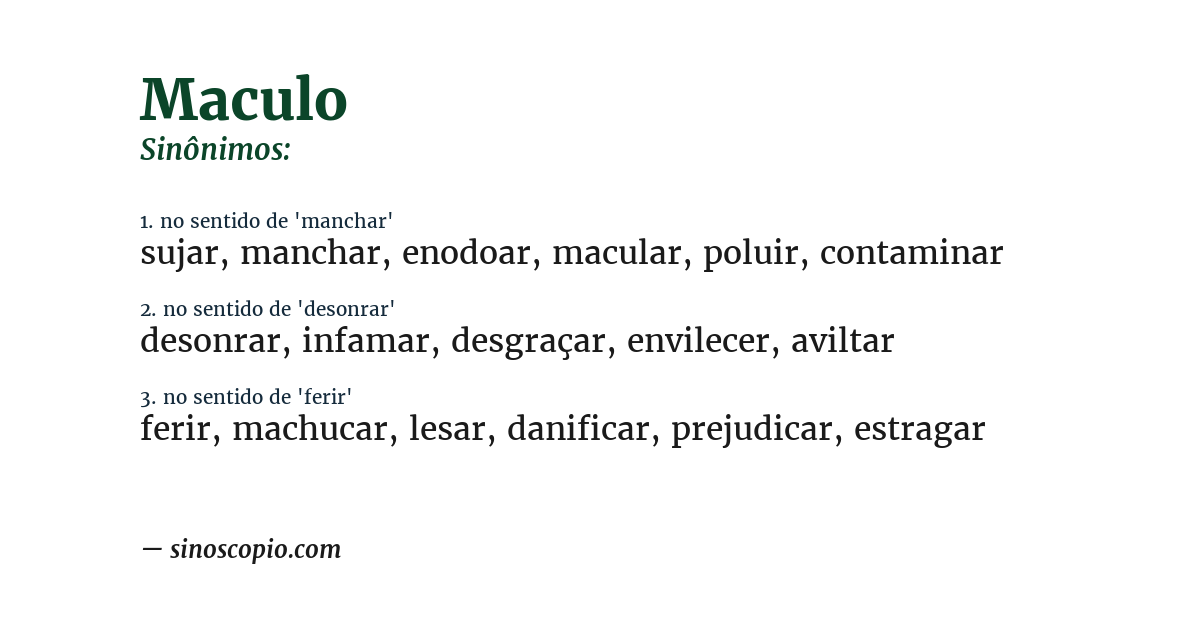 Sinônimo de maculo