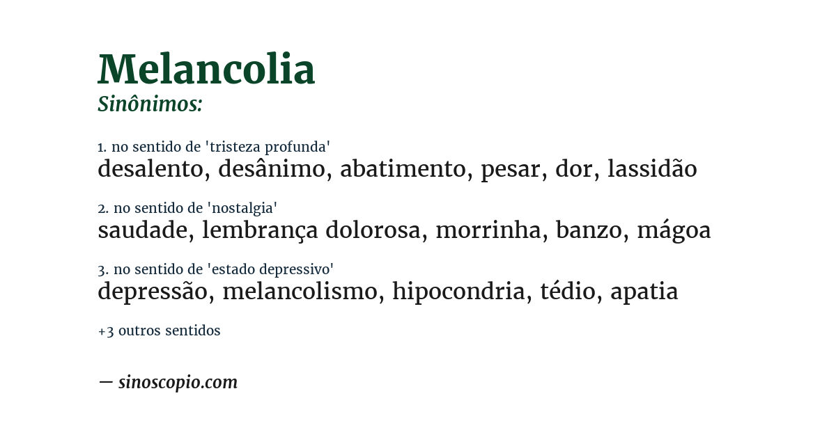 Sinônimo de melancolia