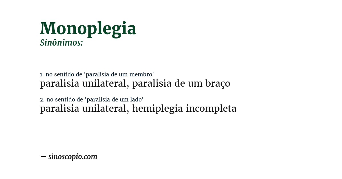 Sinônimo de monoplegia
